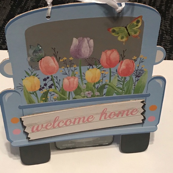 Welcome Floral Blue Truck Hanging Wall Sign Set - Picture 3 of 16